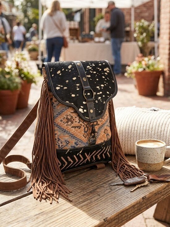 Boho Fringe Buckle Crossbody Bag main image 5
